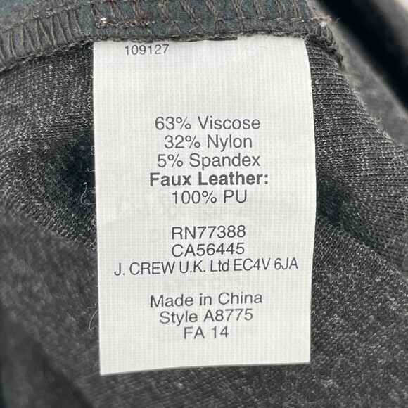 J. CREW The Gigi Pant Gray Black Vegan Faux Leather Strip Stretch Pants Size 12 - Picture 7 of 7